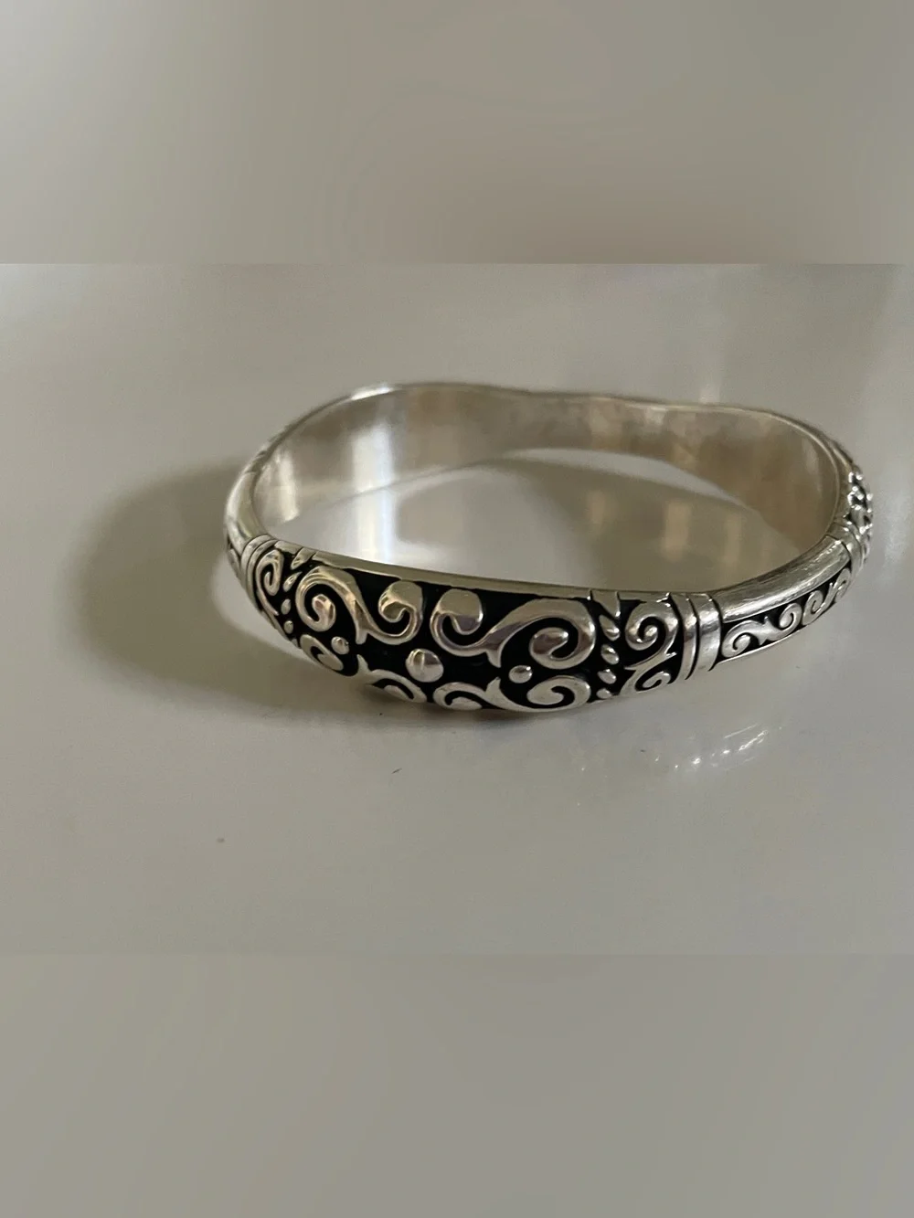 Brighton Silver and Black Scrollwork Bangle